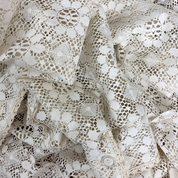 60's Sheer Lace Floral Blouse - Picture 3 of 6